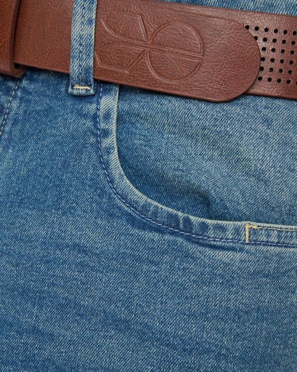 Crosshatch Farrowed Stretch Denim Jeans Stone Wash