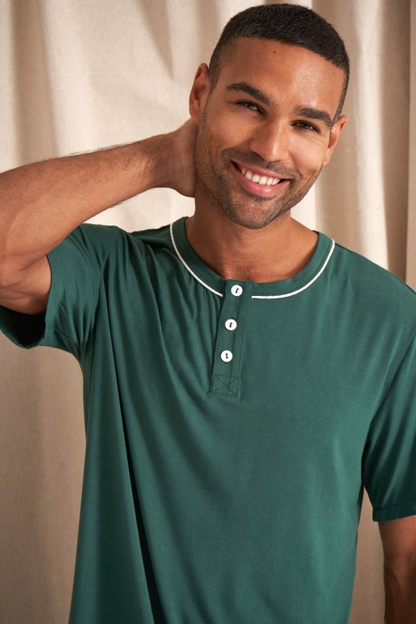 Mister You Bamboo Short Pyjama Set in GreenNightwear