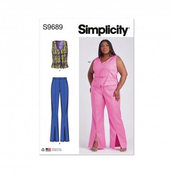 Simplicity Sewing Pattern 9689, Waistcoats, Trousers for Women, M1 (10-12-14-16-18) - Intermediate