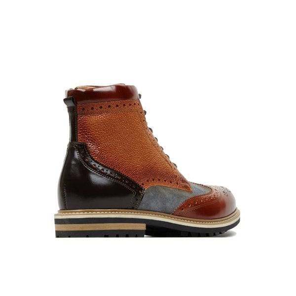 Embassy London Wanderer - Foxy - Men's chunky combat style lace up and zip up boot in tan
