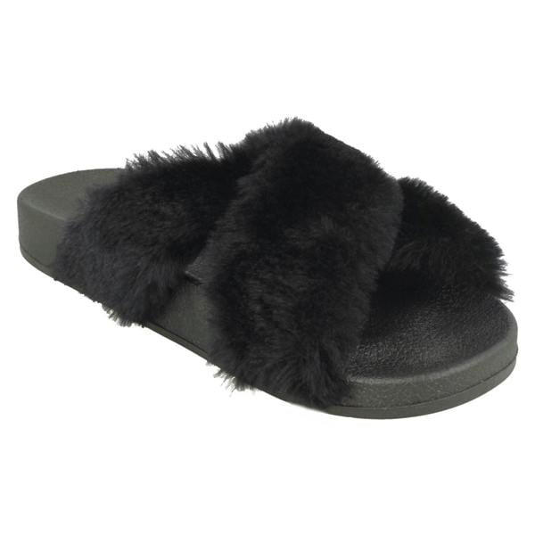 Spot On Ladies Spot On X Strap Fur Mules