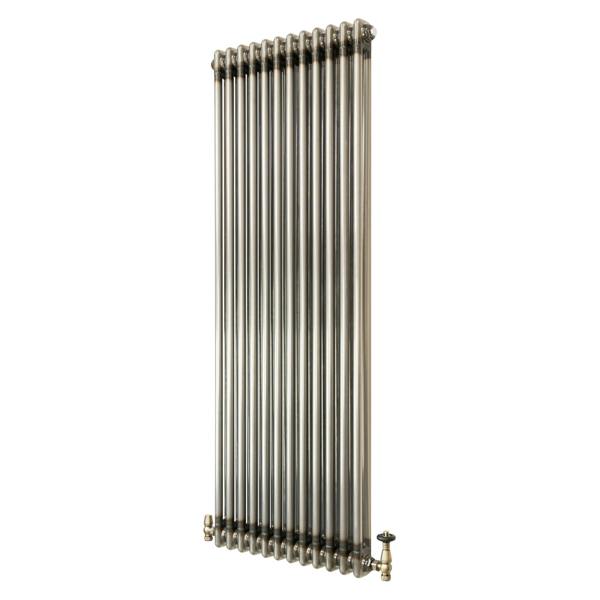 Traditional 2 Column Radiator & Valves - 1800mm x 560mm - Raw Metal