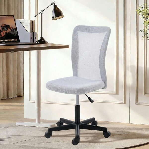 Mesh Office Chair Armless Swivel Executive Computer Desk Chair Adjustable Height Wheels White
