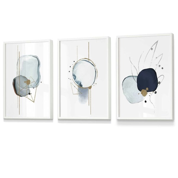 Framed Set of 3 Abstract Winter Mood Art Prints | Artze Wall Art UK