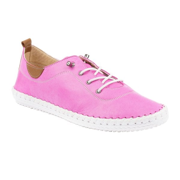 Lunar Women's St Ives Leather Plimsolls - Fuchsia