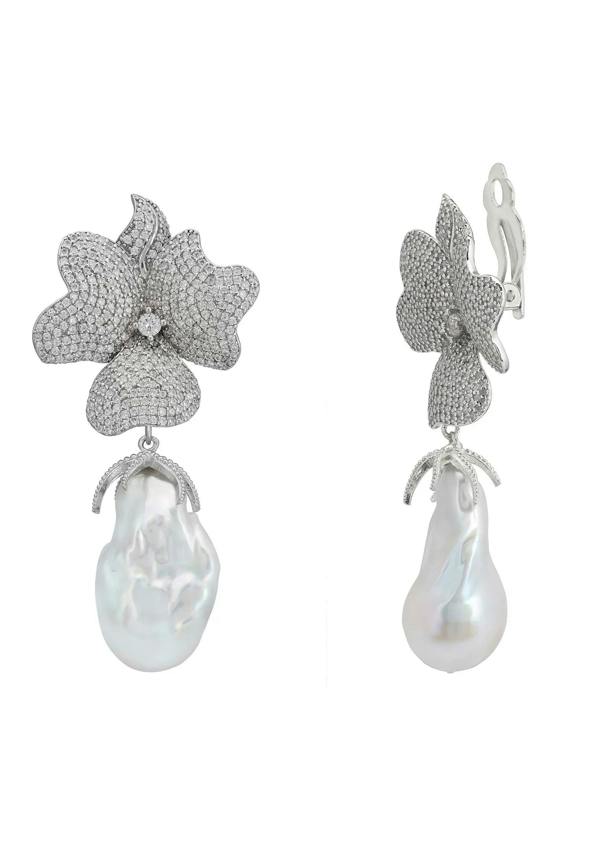The clip-on backing of the earrings.