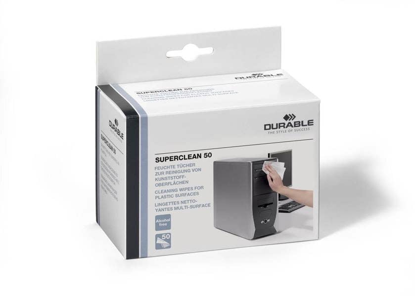 Durable SUPERCLEAN Anti-Static Biodegradable Tech Cleaning Wipes | 50 Sachets