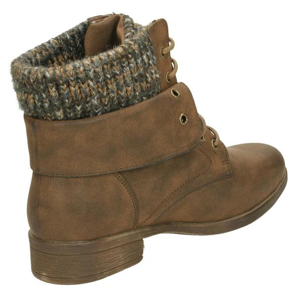 Spot On Ladies Spot On Mid Heel Lace Up Ankle Boots