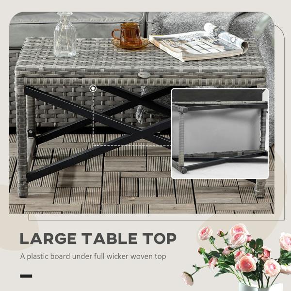 Wyld Haus Donori Grey Rattan Outdoor Coffee Table With X Frame with Woven Top