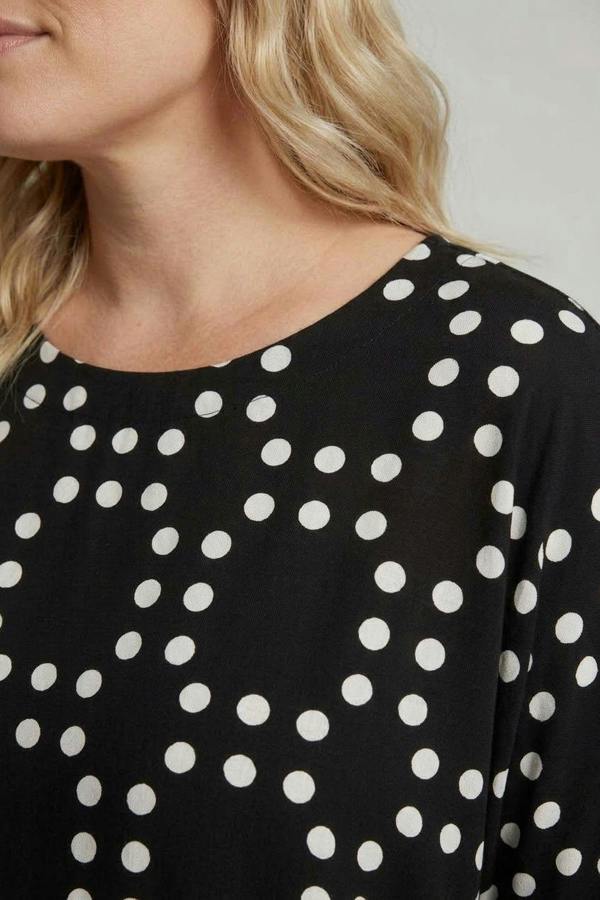 Black | Curve Polka Dot Short Sleeve Blouse
