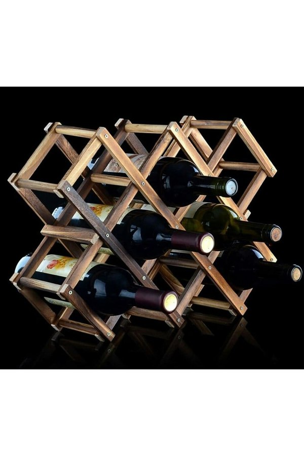 Living and Home Decorative Foldable Solid Wood Stackable Wine Rack