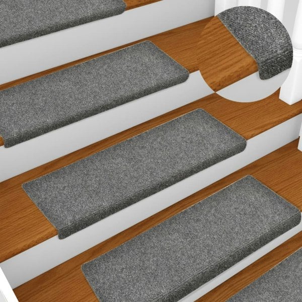 Berkfield Stair Mats 15 pcs Needle Punch 65x21x4 cm Light Grey