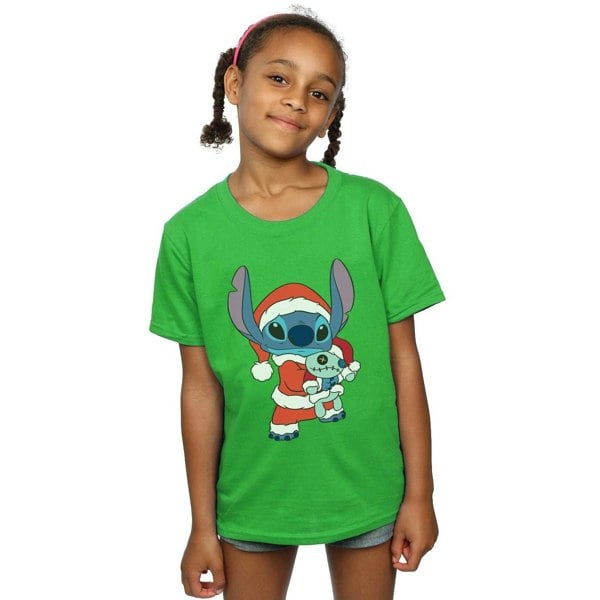 Disney Girls Lilo And Stitch Stitch Christmas Cotton T-Shirt - Irish Green