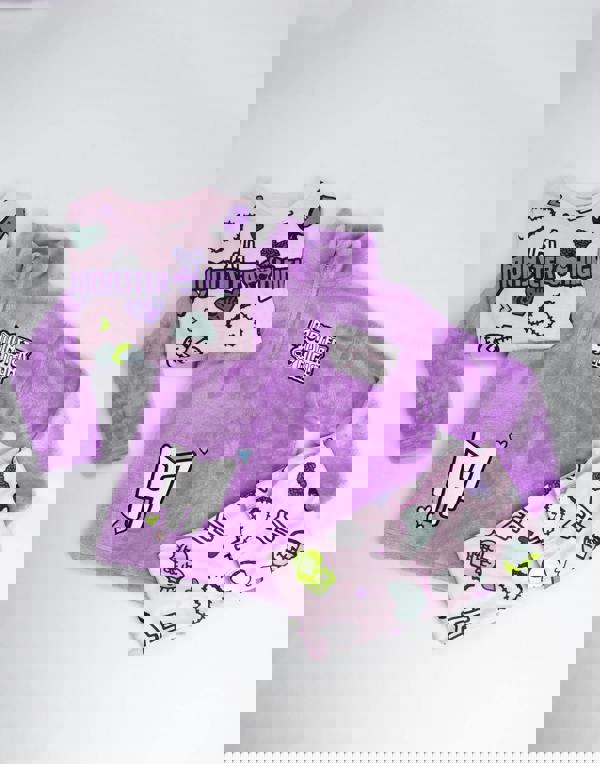 Monster High Girls Multicoloured Hearts Long Sleeve Long Leg Pyjama and Jumper 3 Piece Set