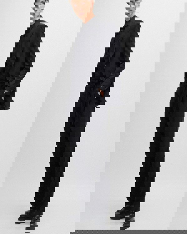 HUGO Ermo Mens Slim Fit Shirt in Stretch Cotton with Stacked Logo - Black 001