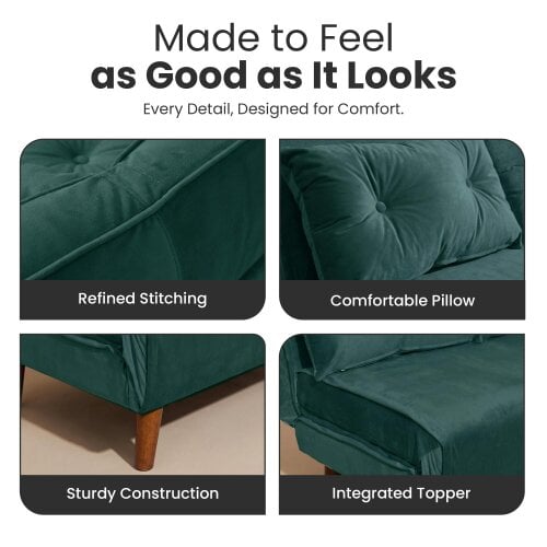 Kosy Koala Double Sofa Bed Sleeper Foldable Portable Pillow Lounge Couch Green Sofa