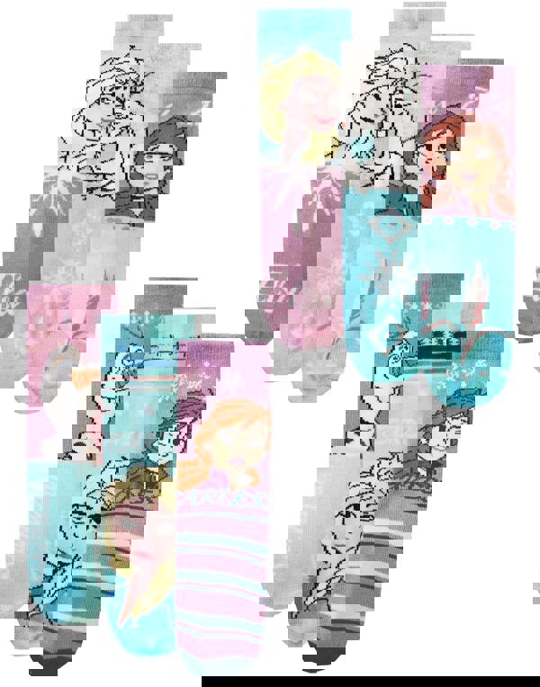 Disney Unisex Kids Blue Frozen Calf Socks Set of 3