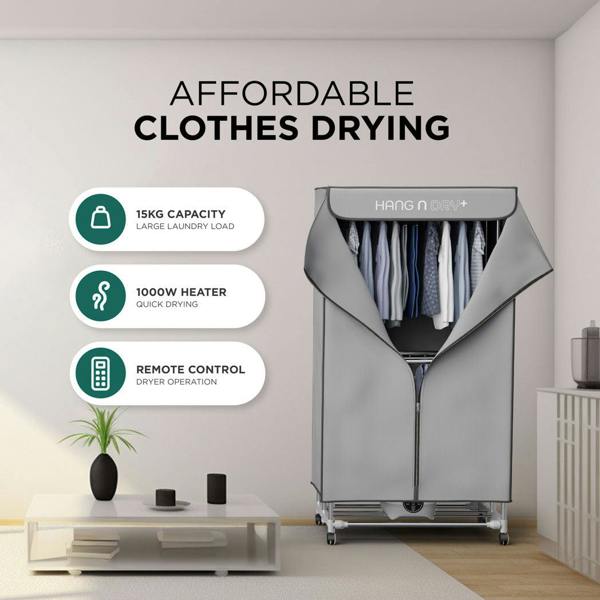 DMD Collective Hang'n'Dry+ Electric Clothes Dryer - With Remote Control & Pegs