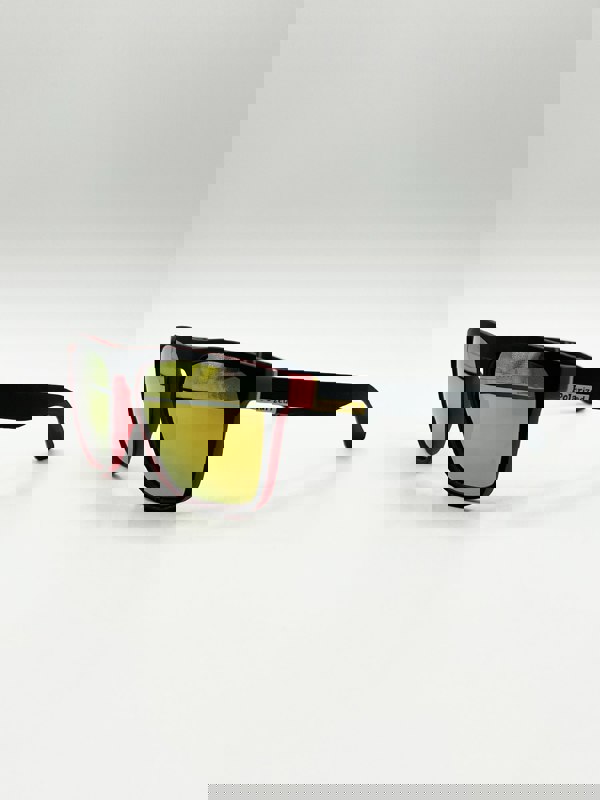 SVNX Matte Wayfarer Sunglasses with Case - Polarised with Orange Mirrored Lens