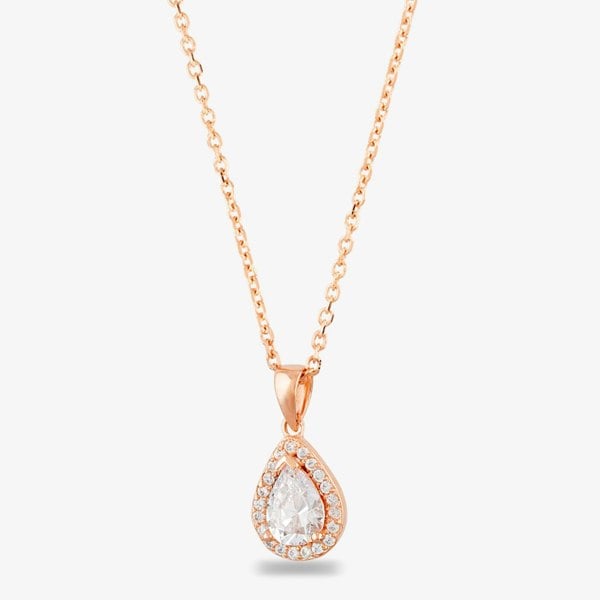 Starbright Rose Pear-cut Cubic Zirconia Halo Pendant THB-01P 3A RGP