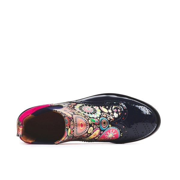 Embassy London Mamacita - Navy Pink - Women's almond toe chelsea boot with wingtip brogue detail