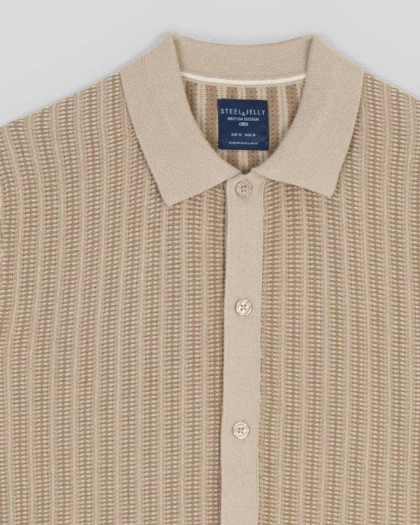 Steel & Jelly Heston - Stripe Textured Knitted Short Sleeve Shirt