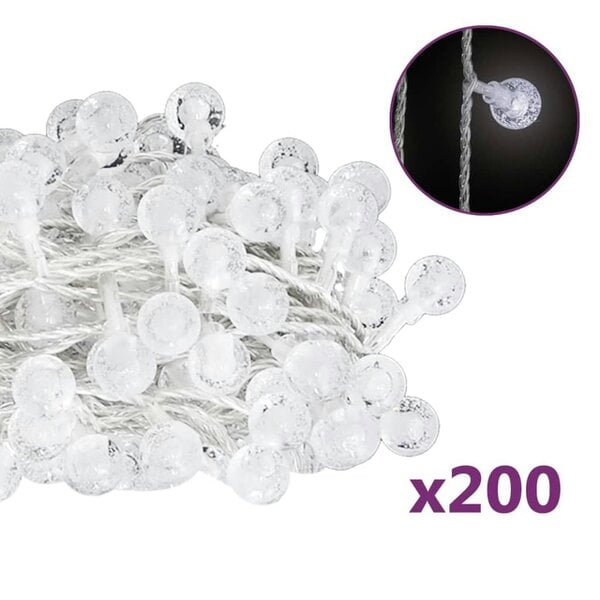 Berkfield Globe Fairy String Lights 20m 200 LED Cold White 8 Function