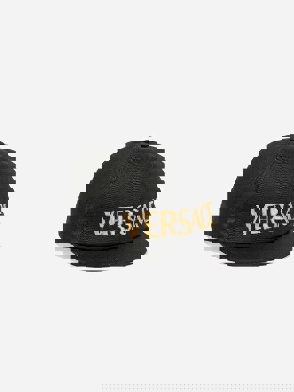 Versace Kids Embroidered Logo Cap in Black
