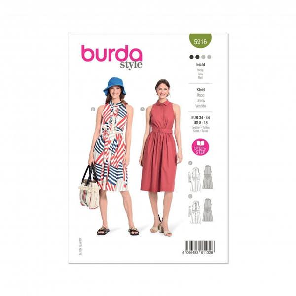 Burda Sewing Pattern 5916 Dresses For Women, 8-18 (34-44) - Easy