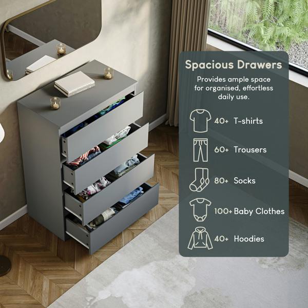 Vida Designs Denver 4 Drawer Chest, Black