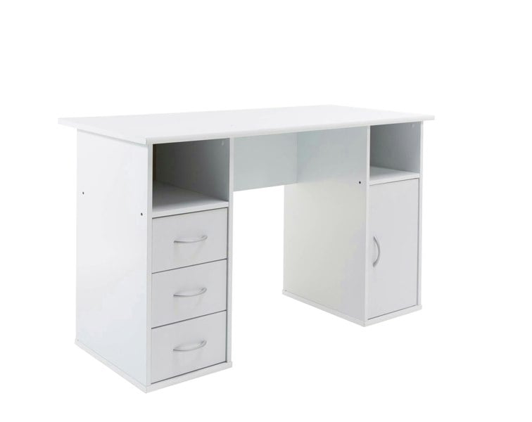 Dorel Home Maryland Desk with 3 Drawers and 1 Door White