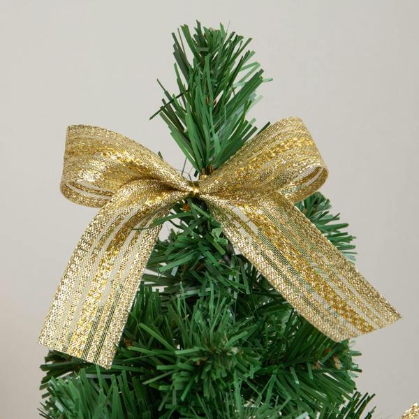 Samuel Alexander 40cm Golden Fir Mini Christmas Tree with Gold Baubles, Ribbons & Poinsettias