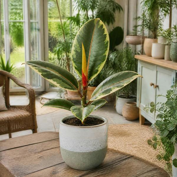 Ficus Belize Pink Rubber Plant 12cm Pot – Variegated Indoor Houseplant The Rose Press Garden