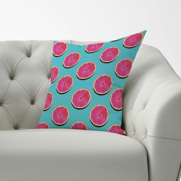 Warren Reed Fruity Pattern Of Pink Grapefruit Cushions