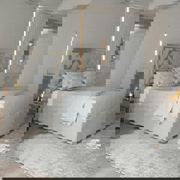 Casa Magna Alison Upholstered Soft Velvet Metal Bed Frame - Grey