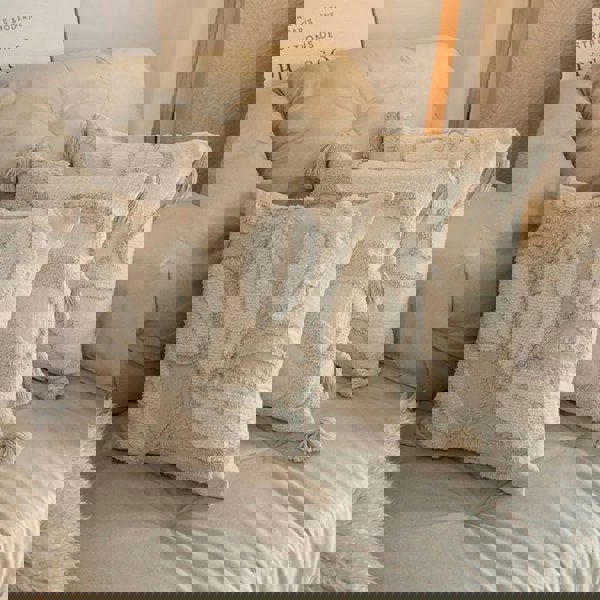 Anyhouz Anypillow Pillowcase Beige Abstract Lines Embroidered Decorative Cushion Cover