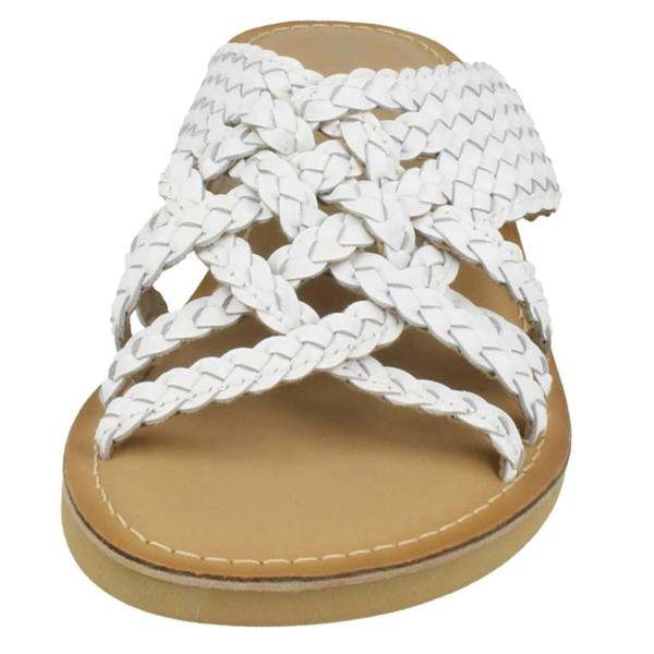 Leather Collection Ladies Leather Collection Low Wedge Braided X Stap Mules