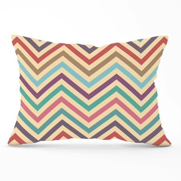 Warren Reed Geometric Vintage Colored Chevron Pattern Cushions