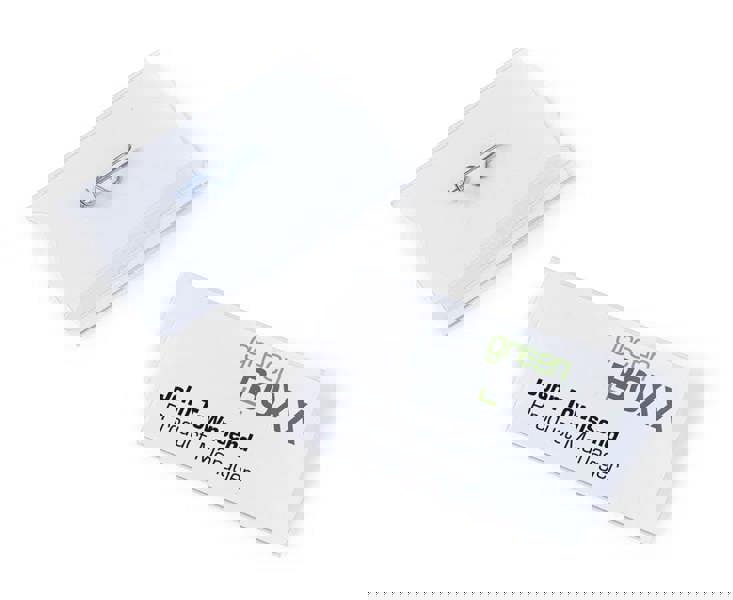 Durable Conference Pin Name Tag Badge Holders + Inserts | 50 Pack | 54 x 90mm