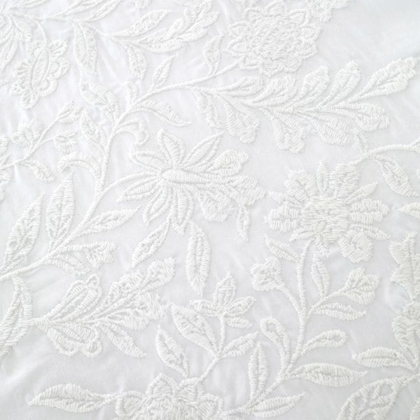 Bianca Embroidery Floral 200 Thread Count Cotton Duvet Cover Set White
