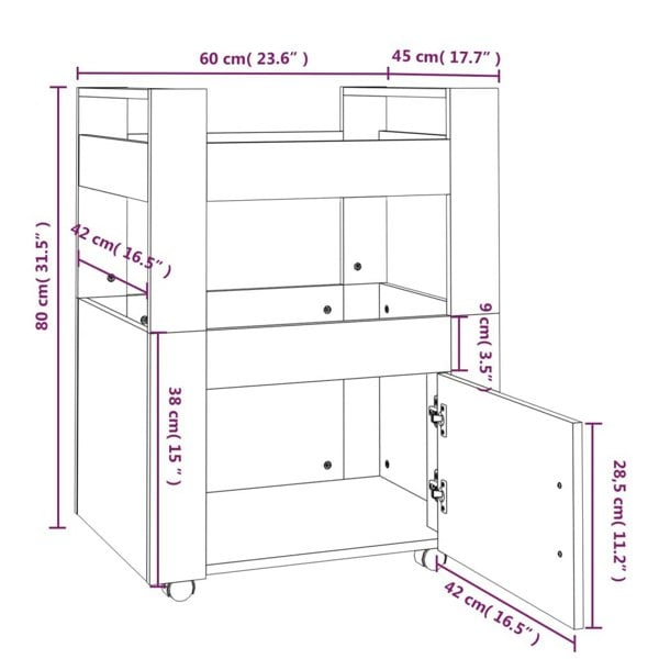 Berkfield Kitchen Trolley White 60x45x80 cm Engineered Wood