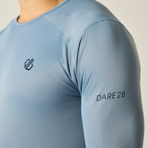 Dare 2B Mens Ventura Grid Crew Neck Fleece Top - Dusky Blue