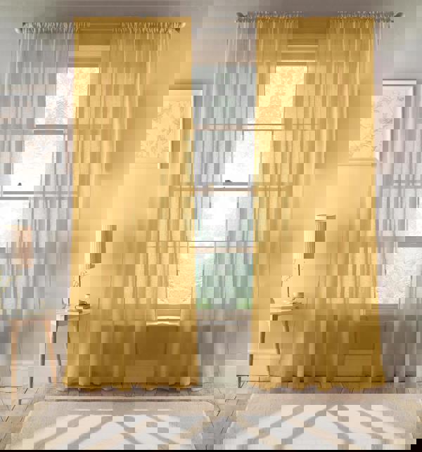 Tyrone Textiles Eden Recycled Eco Friendly Linen Look Plan Voile Panel Pair with Rod Pocket- Ready To Hang