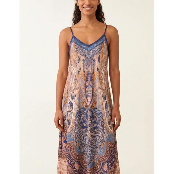 Blue Vanilla Midi Length Dress in Paisley Print