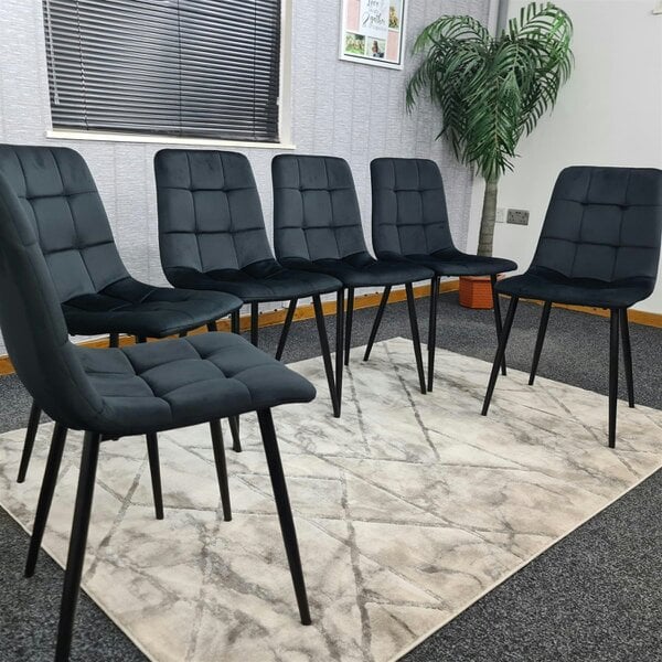 Kosy Koala Dining Chairs Set of 6 Black Velvet Kitchen Chairs