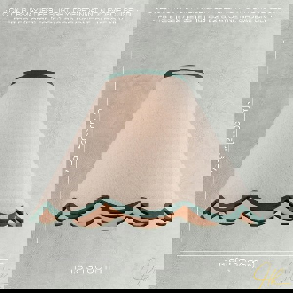 Scallop Edge Natural Textured Linen Coolie Lamp Shade with Green Trims Image 6