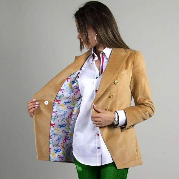 OREGON VELVET DOUBLE BREASTED WOMENS JACKET - Premium Men's Patterned Shirt by Claudio Lugli | Bold Design, Tailored Fit, Best Printed Shirts