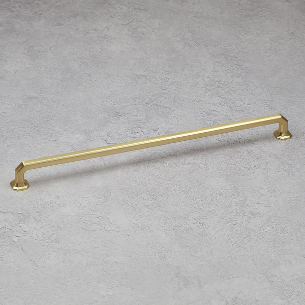Handle & Home Satin Brass Octagonal Cabinet Handles & Coordinating Knob - 320mm Handle