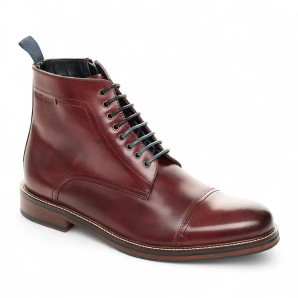 Antique Rogue Men's Capped Balmoral Burgundy Leather Ankle Boots