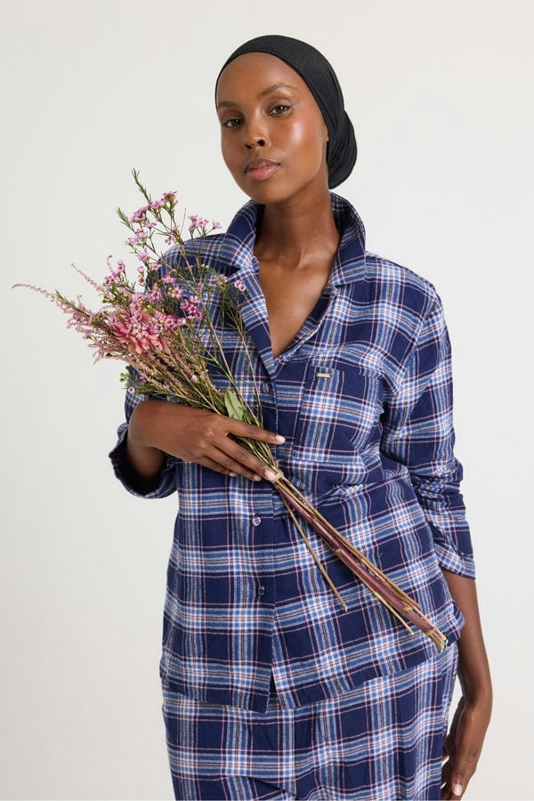 Plaid Long Pyjama Set in Midnight - Pajamas